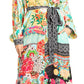 Sakkas Rina Women's Floral Print Maxi Dress with Long Sleeves and Flounce Shirt Design
