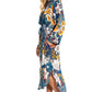 Sakkas Rina Women's Floral Print Maxi Dress with Long Sleeves and Flounce Shirt Design