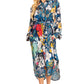 Sakkas Rina Women's Floral Print Maxi Dress with Long Sleeves and Flounce Shirt Design