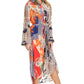 Sakkas Rina Women's Floral Print Maxi Dress with Long Sleeves and Flounce Shirt Design