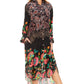 Sakkas Rina Women's Floral Print Maxi Dress with Long Sleeves and Flounce Shirt Design