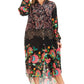 Sakkas Rina Women's Floral Print Maxi Dress with Long Sleeves and Flounce Shirt Design