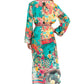 Sakkas Rina Women's Floral Print Maxi Dress with Long Sleeves and Flounce Shirt Design