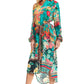 Sakkas Rina Women's Floral Print Maxi Dress with Long Sleeves and Flounce Shirt Design