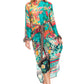 Sakkas Rina Women's Floral Print Maxi Dress with Long Sleeves and Flounce Shirt Design