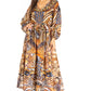 Sakkas Katty Floral Print Women's Boho Maxi Dress