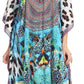 Sakkas Imani V-neck Silky Lightweight Colorful Flowy Rhinestone Kaftan / Cover Up