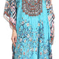 Sakkas Imani V-neck Silky Lightweight Colorful Flowy Rhinestone Kaftan / Cover Up