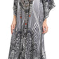 Sakkas Imani V-neck Silky Lightweight Colorful Flowy Rhinestone Kaftan / Cover Up