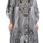 Sakkas Imani V-neck Silky Lightweight Colorful Flowy Rhinestone Kaftan / Cover Up