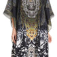 Sakkas Imani V-neck Silky Lightweight Colorful Flowy Rhinestone Kaftan / Cover Up