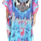 Sakkas Imani V-neck Silky Lightweight Colorful Flowy Rhinestone Kaftan / Cover Up