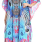 Sakkas Imani V-neck Silky Lightweight Colorful Flowy Rhinestone Kaftan / Cover Up