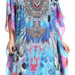 Sakkas Imani V-neck Silky Lightweight Colorful Flowy Rhinestone Kaftan / Cover Up