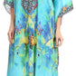 Sakkas Imani V-neck Silky Lightweight Colorful Flowy Rhinestone Kaftan / Cover Up