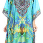 Sakkas Imani V-neck Silky Lightweight Colorful Flowy Rhinestone Kaftan / Cover Up
