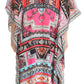 Sakkas Imani V-neck Silky Lightweight Colorful Flowy Rhinestone Kaftan / Cover Up