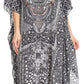 Sakkas Imani V-neck Silky Lightweight Colorful Flowy Rhinestone Kaftan / Cover Up