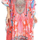 Sakkas Imani V-neck Silky Lightweight Colorful Flowy Rhinestone Kaftan / Cover Up
