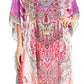 Sakkas Imani V-neck Silky Lightweight Colorful Flowy Rhinestone Kaftan / Cover Up