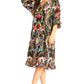 Sakkas Ozana Women's Floral Midi Cocktail Dress, V-Neck, 3/4 Sleeve