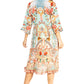 Sakkas Ozana Women's Floral Midi Cocktail Dress, V-Neck, 3/4 Sleeve