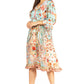Sakkas Ozana Women's Floral Midi Cocktail Dress, V-Neck, 3/4 Sleeve