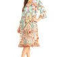 Sakkas Ozana Women's Floral Midi Cocktail Dress, V-Neck, 3/4 Sleeve