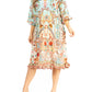 Sakkas Ozana Women's Floral Midi Cocktail Dress, V-Neck, 3/4 Sleeve