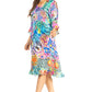 Sakkas Ozana Women's Floral Midi Cocktail Dress, V-Neck, 3/4 Sleeve