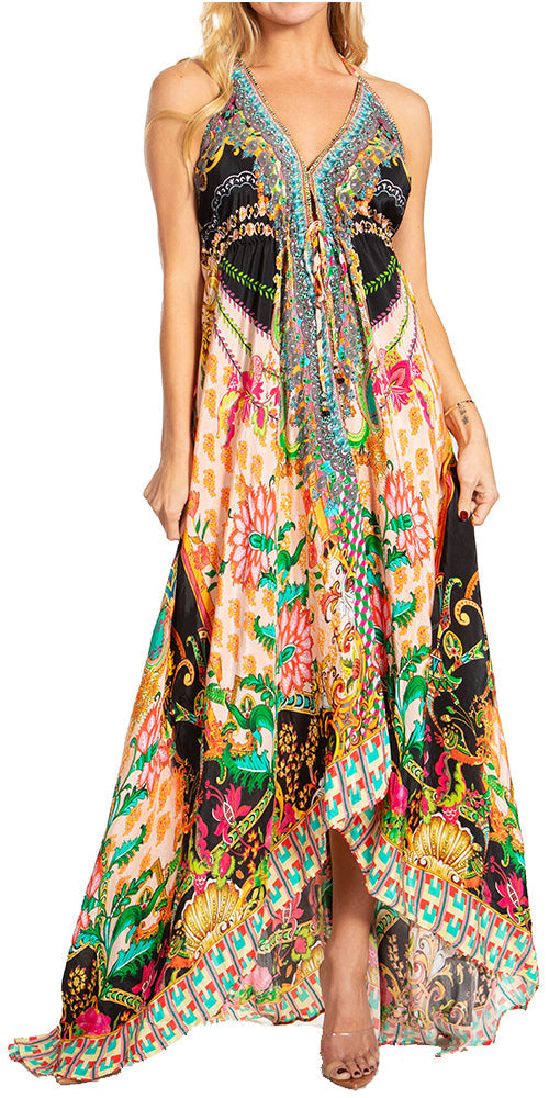 Sakkas Lizi 2025 Womens Maxi High-low Halter Handkerchief Long Dress Beach Party