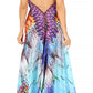 Sakkas Lizi Womens Maxi High-low Halter Handkerchief Long Dress Beach Party
