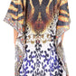 Sakkas Jenni Women's Mid Length Boho Caftan Kaftan Dress Cover up Flowy Rhinestone