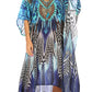 Sakkas Jenni Women's Mid Length Boho Caftan Kaftan Dress Cover up Flowy Rhinestone