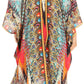 Sakkas Alvita Women's V Neck Beach Dress Top Caftan Cover up with Rhinestones
