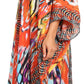 Sakkas Alvita Women's V Neck Beach Dress Top Caftan Cover up with Rhinestones