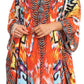 Sakkas Alvita Women's V Neck Beach Dress Top Caftan Cover up with Rhinestones