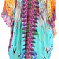Sakkas Alvita Women's V Neck Beach Dress Top Caftan Cover up with Rhinestones