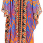 Sakkas Alvita Women's V Neck Beach Dress Top Caftan Cover up with Rhinestones