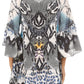 Sakkas Maris Women's Casual Shift 3/4 Sleeve Short Mini Dress A Line Print Silky