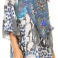 Sakkas Maris Women's Casual Shift 3/4 Sleeve Short Mini Dress A Line Print Silky