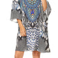 Sakkas Maris Women's Casual Shift 3/4 Sleeve Short Mini Dress A Line Print Silky