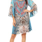 Sakkas Maris Women's Casual Shift 3/4 Sleeve Short Mini Dress A Line Print Silky