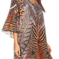 Sakkas Maris Women's Casual Shift 3/4 Sleeve Short Mini Dress A Line Print Silky