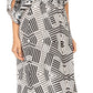 Sakkas Delma Women's Long Maxi Column V-neck Short Sleeve Slim Dress with Print