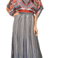 Sakkas Delma Women's Long Maxi Column V-neck Short Sleeve Slim Dress with Print