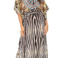 Sakkas Delma Women's Long Maxi Column V-neck Short Sleeve Slim Dress with Print