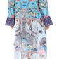Sakkas Rema Women's Boho Shift Tunic High Low  V-neck Long Sleeve Dress with Print