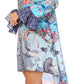 Sakkas Rema Women's Boho Shift Tunic High Low  V-neck Long Sleeve Dress with Print