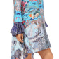 Sakkas Rema Women's Boho Shift Tunic High Low  V-neck Long Sleeve Dress with Print